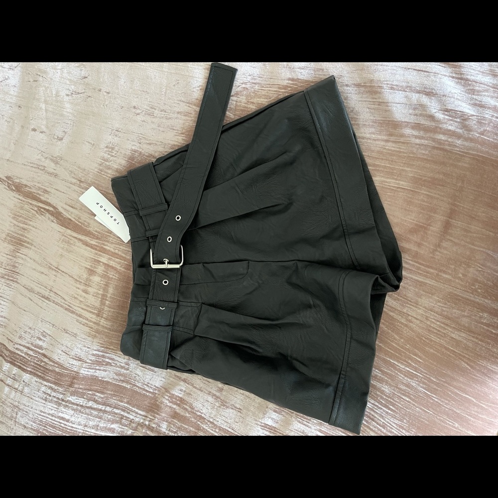Topshop highwaisted faux leather shorts